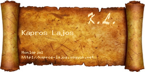 Kapros Lajos névjegykártya